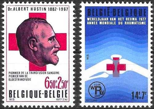 Timbres croix rouge belgique - rouge,