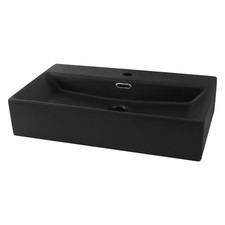 Lavabo salle de bain en céramique noir mat lave-mains vasque évier 605 x 365 mm