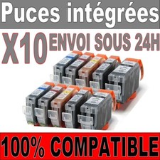 10 CARTOUCHES COMPATIBLE CANON CLI-521/PGI-520 Pixma MP550 MP560 MP640 MP990