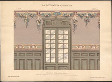 1900 Lithograph Art Nouveau Dining Room Decoration Henry Guédy Architecture