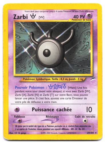 Carte pokémon zarbi 105 - pokémon, 29/105