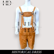 Men's Brown Lederhosen Shorts with Suspenders – Bavarian Oktoberfest