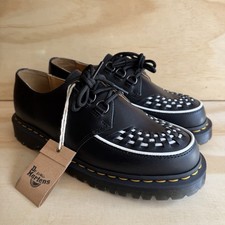 Dr. Martens Ramsey Black White Smooth Leather Creepers Shoes Unisex Sizes