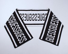Womens GUESS Big Logo Acrylic Knitted Black White Scarf 198 cm 78 in