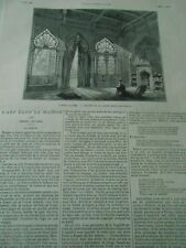 Engraving 1883 - Art in the House Smoking Oriental Persian Hookah Cigar Box