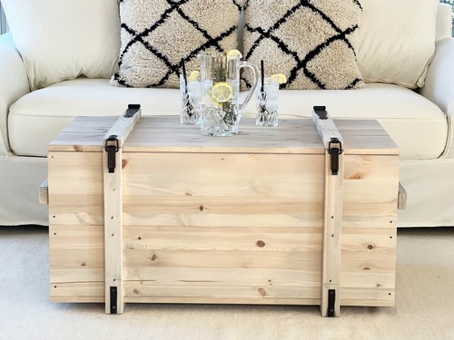 Coffre table basse bois massif - coffre,
