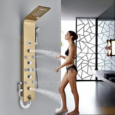 Panneau de massage de douche de bain doré colonne de douche en une seule pièce