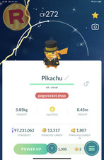 Shiny Pikachu Yellow Ribbon Monocle Costume Go Reg or 1M