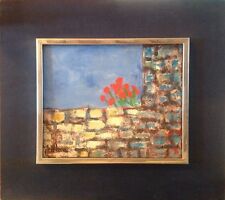 Dominique LECA 1938.Coquelicots sur le mur.Huile/toile.SBG.22x27.Titrée.Cadre.