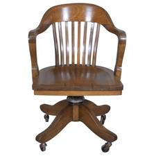 Oak Barrel Back Swivel Tilt Lawyers/Bankers Office Chair #22323