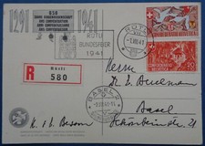 Suisse carte de la fête nationale 1941 avec n°368 et 369 fête nationale 1941