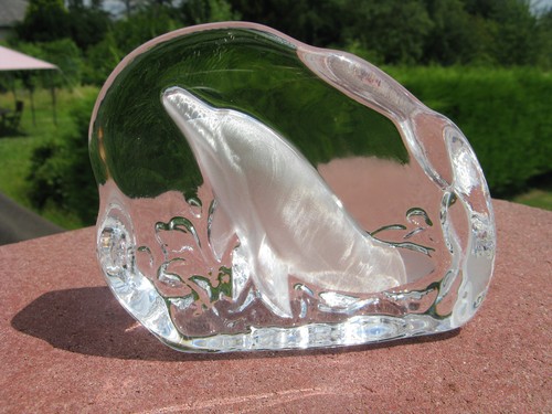 Presse papier cristal - papier, dauphin