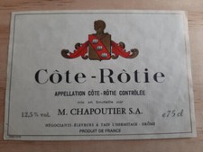wine label Côte Rotie Domaine Chapoutier 75cl Original wine label Rhone