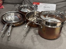 Lagostina Martellata Hammered Copper + Stainless Steel Cookware Set (10 Pieces)
