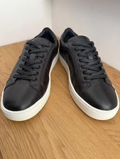 Santoni men's black leather sneakers / shoes /canvas/ made in Italy / 43EU/ 10US