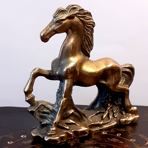 Statue cheval bronze dore - statue,