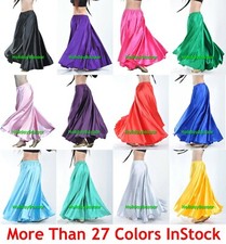 Women Satin Full Circle Skirt Belly Dance Jupe Tribal Oriental 9 Yard Flamenco