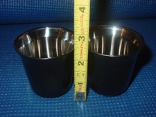 NESPRESSO PIXIE BLACK ESPRESSO DEMI TASSE SET 2 CUP COFFEE RISTRETTO STEEL WALL