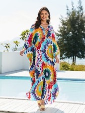 AU STOCK SOFT COTTON OVERSIZE KAFTAN TUNIC KIMONO DRESS BIKINI COVER UP 23116-1