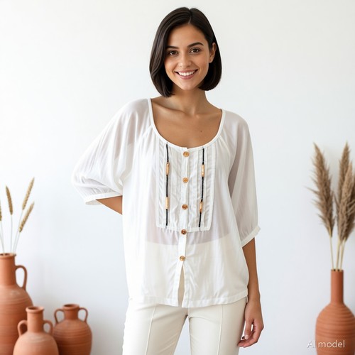 Boho paysanne blouse blanche - paysanne,