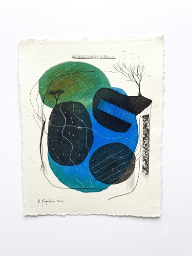 Dessin original abstrait - , 22x27