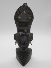 ART AFRICAIN SCULPTURE BUSTE HOMME GUERRIER EN BOIS EBENE MALI SENEGAL ?
