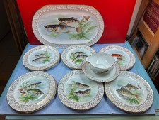 Service à poisson porcelaine de Limoges 12 assiettes + plat + Saucière