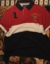 polo Ralph Lauren Red & Navy Blue Big Pony Custom Fit Polo Shirt