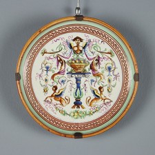 Assiette Ancienne Majolique Décorations Fruit du XXe Siècle Originale