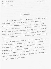 Michel HOUELLEBECQ / Lettre