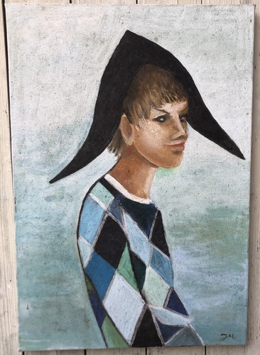 Arlequin huile sur toile - l’arlequin,,