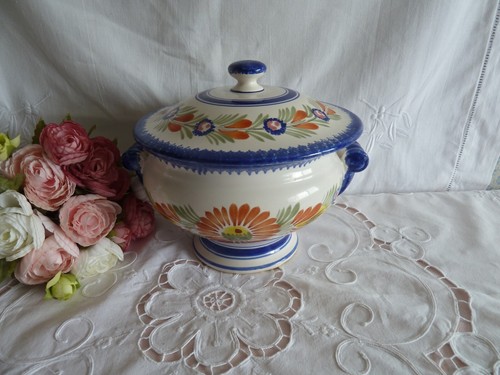 Ancien pot couvert - , faïence