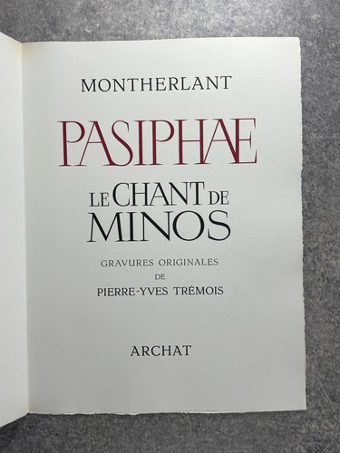 Montherlant pasiphae le - montherlant.,