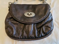 Joli Petit Sac Bourse Fossil En Cuir Coloris Marron Bandoulière D'épaule 