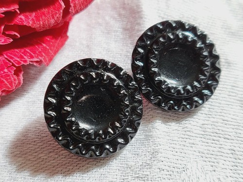 Duo boutons anciens verre - boutons,