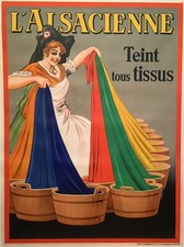 1930s Original Vintage Belgian Poster “L'Alsacienne Teint Tous Tissus”
