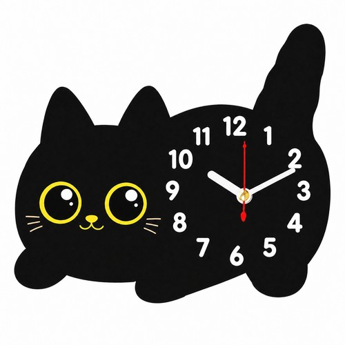 Horloge forme chat noir - horloge, en