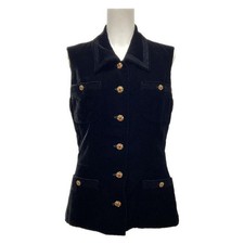 Auth CHANEL - P08354 Black Rayon Women's Vest