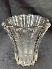 Vase en Cristal Transparent Vintage de Forme Corolle Cannelé Tulipe