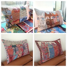 Laurel Burch Cat Jacquard Tapestry Lumbar Throw Cushion Cover 16x24 for Couches