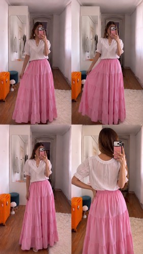 Jupe longue rose élégante - ,