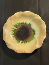 PLAT CREUX EN CERAMIQUE DECOR OEIL OU FLEUR FLORAL GERMANY ANNÉES 50 60