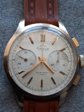 ARNUS MANUAL CHRONOGRAPH 1960s Cal. LANDERON 48. 37mm gold plated case.
