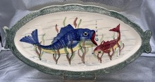 VINTAGE CERAMIC FISH DISH CRACKLEE LAURAY HAND DECOR ANTIBES L 60 cm
