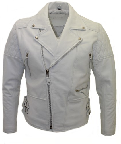 Veste biker homme - biker, blanche