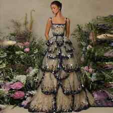 Luxury Dubai Evening Dresses Prom Gown Sparkly Sequin Tiered Ruffles Elegant