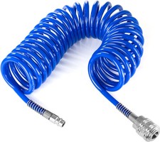 Poppstar Tuyau Spiralé Air Comprimé 5m PU 5x8mm Raccord Rapide DN 7,2