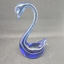 Art Deco Vintage Murano Style Glass Blow Blue Swan Glass Vintage Retro