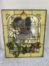 vtg italian vitrine curio brass and glass butterfly and flowers 11x9x2.5