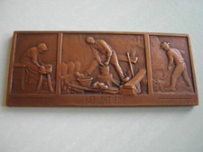Plaque BRONZE - Triptyque LES POTIERS - Travail et commerce - P. LENOIR ca 1920